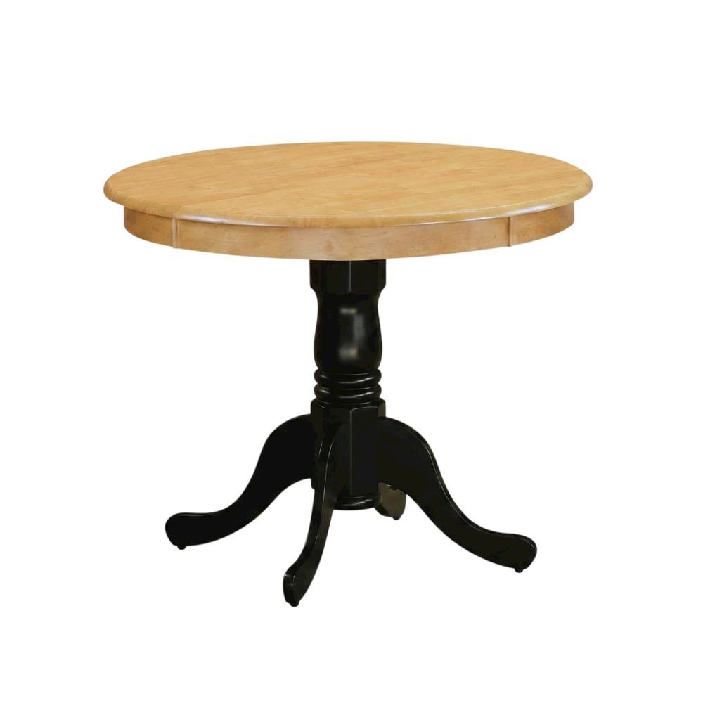 Oak Black Round Pedestal Dining Table, Traditional, Seats 4