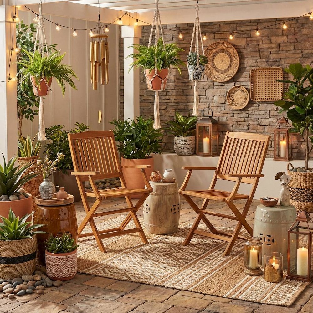 Wooden Patio Chair Set of 2 - Oil Finish, Durable and Comfortable Seating