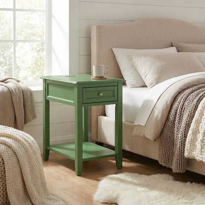 Clover Green Nightstand with Wooden Drawer and Sturdy Construction for Bedroom