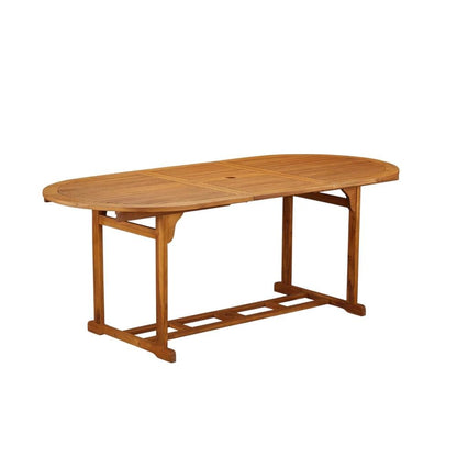 Oil-Finish Wooden Patio Set with Dining Table and 8 Outdoor Chairs