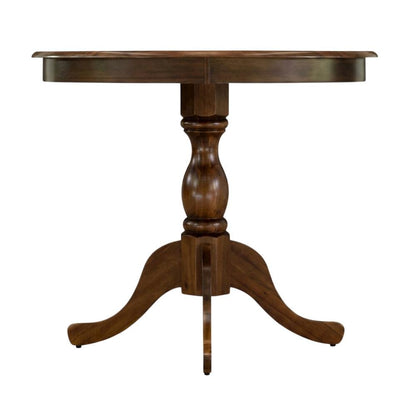 36 Inch Round Wood Dining Table in Walnut – Solid Pedestal Kitchen Table
