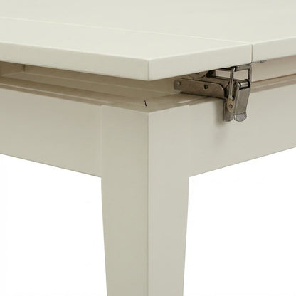 Linen White Rectangular Dining Table, Butterfly Leaf, Seats 4