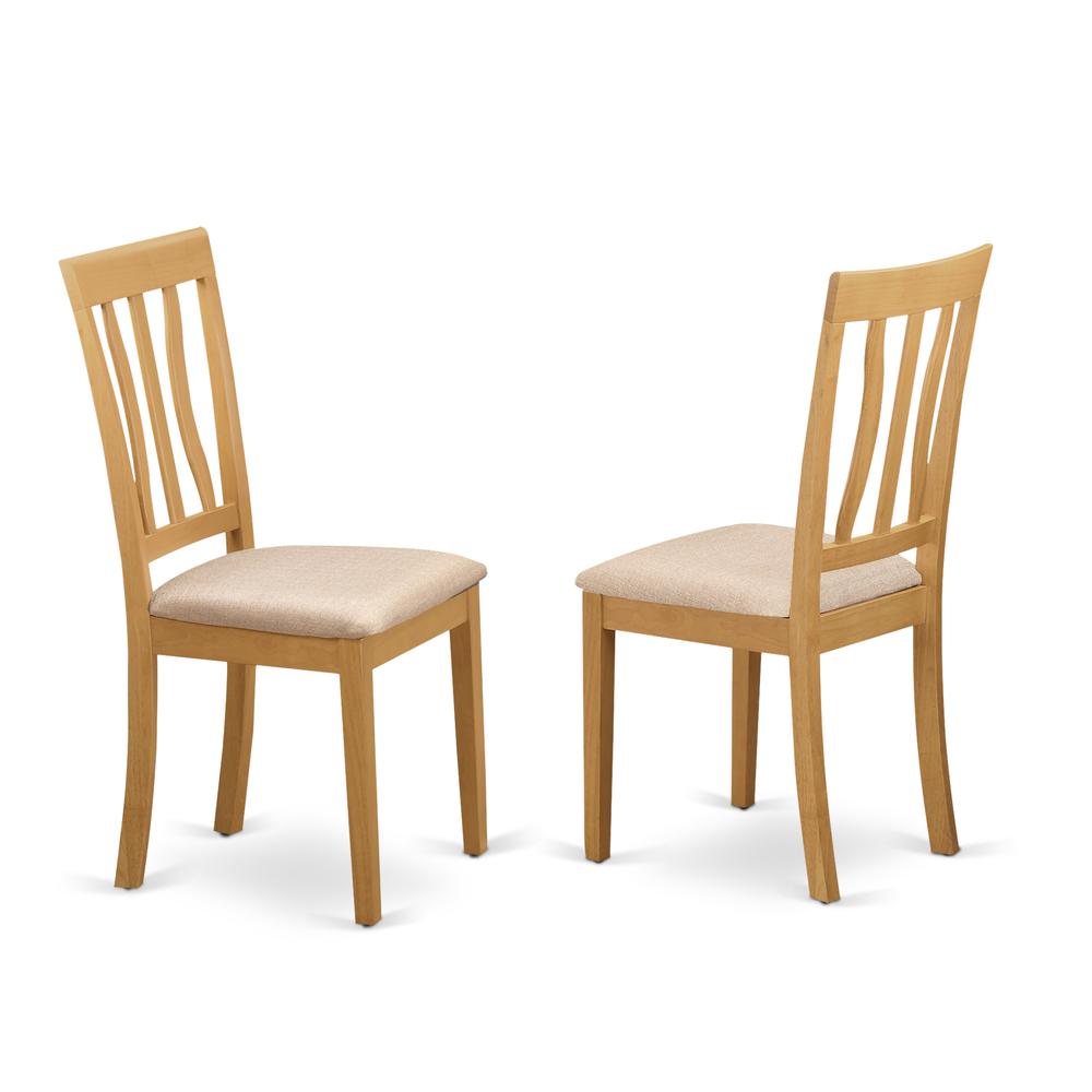 East West Furniture - ESAN3-OAK-C - 3-Pc Modern Kitchen Table Set - 2 Kitchen Dining Chairs and 1 Kitchen Table (Oak Finish)