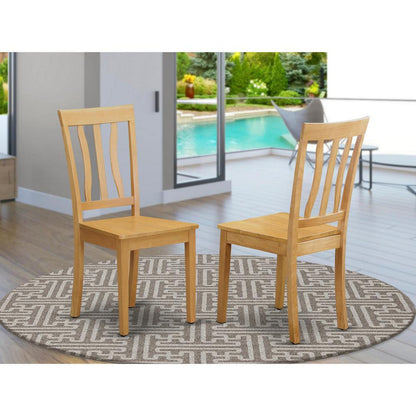 Antique  Kitchen  dining  Chair  Wood  Seat  with  Oak  Finish,  Set  of  2