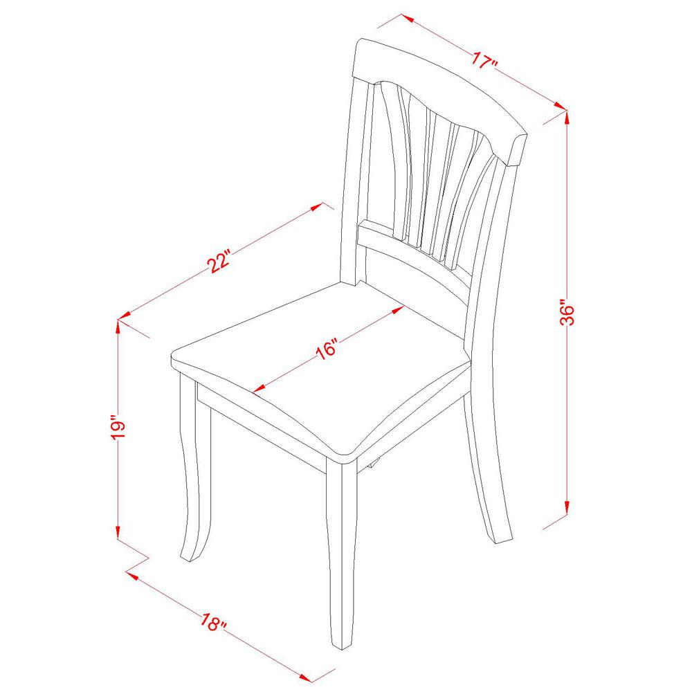 Avon kitchen dining Chair with Faux Leather Seat - Saddle Brow Finish, Set of 2