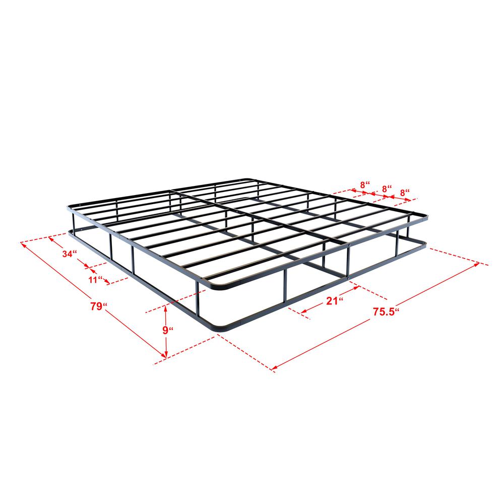 DHKBBLK Dothan Metal King Bed Frame with Magnificent Design Headboard and Footboard - Premium Metal Frame in Powder Coating Black