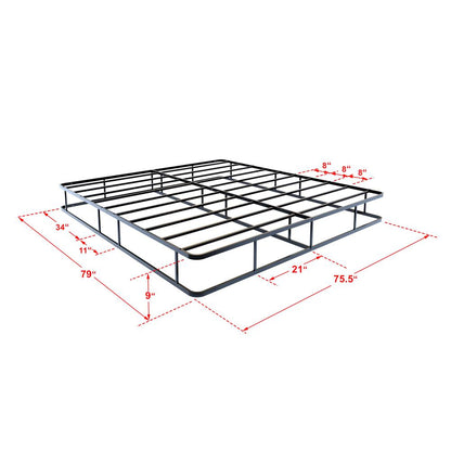 DHKBBLK Dothan Metal King Bed Frame with Magnificent Design Headboard and Footboard - Premium Metal Frame in Powder Coating Black
