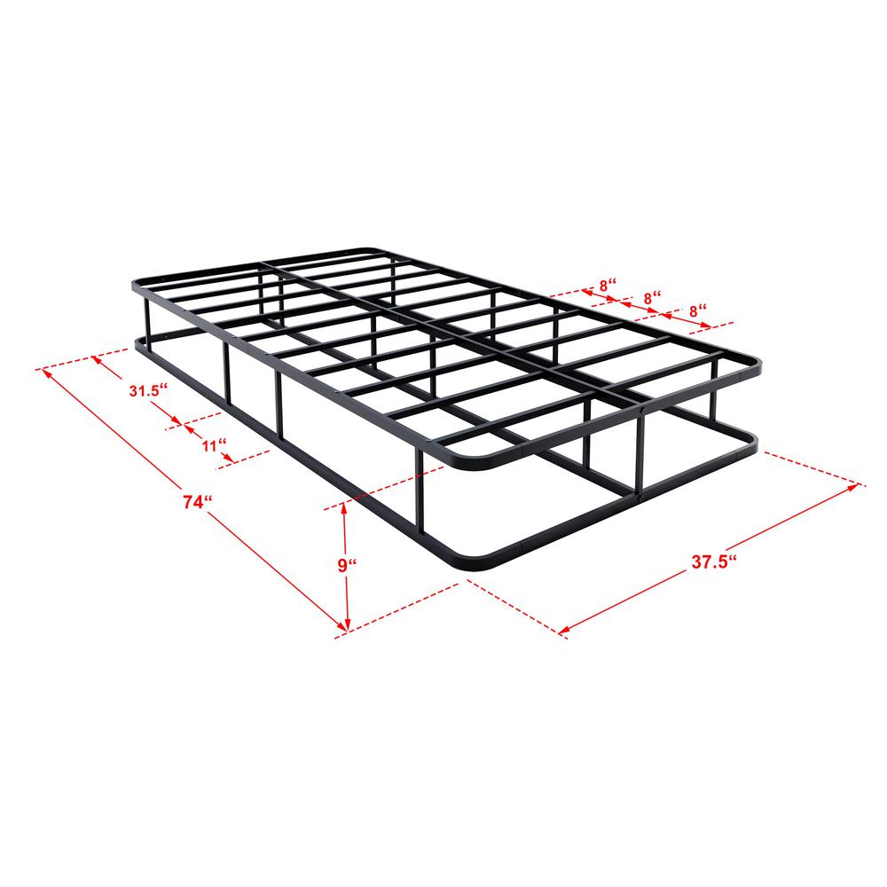 DHTBBLK Dothan Twin Size Bed Frame with Luxurious Style Headboard and Footboard - High Quality Metal Frame in Powder Coating Black