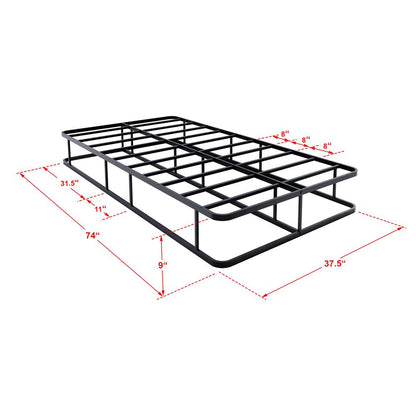 DHTBBLK Dothan Twin Size Bed Frame with Luxurious Style Headboard and Footboard - High Quality Metal Frame in Powder Coating Black