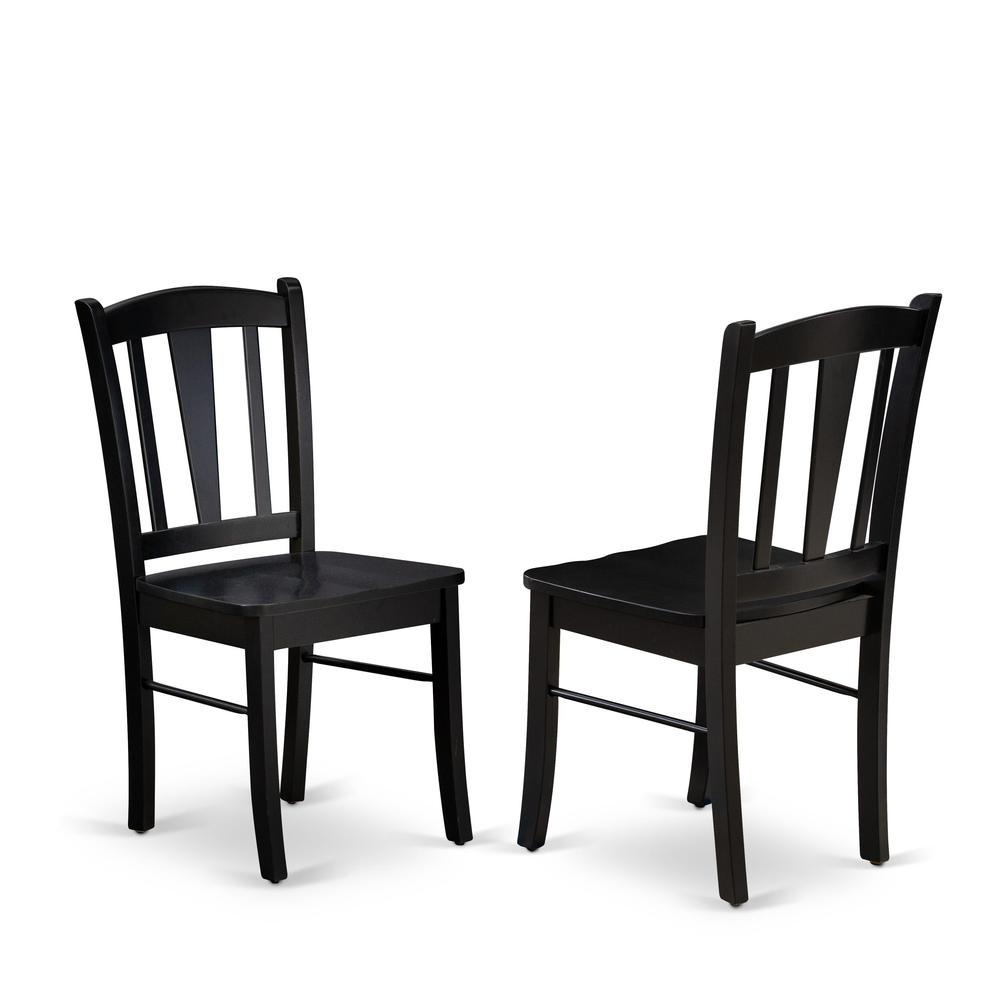 SHDL3-BLK-W - 3-Pc Modern Dinette Room Set - 2 Wooden Dining Chairs and 1 Dining Table - Black Finish