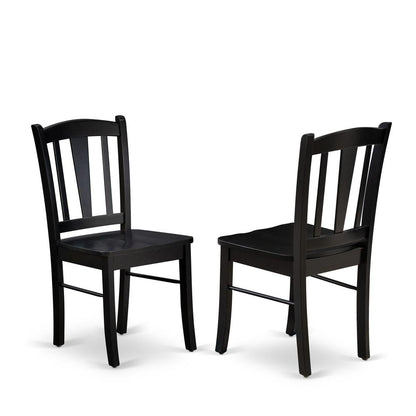 SHDL3-BLK-W - 3-Pc Modern Dinette Room Set - 2 Wooden Dining Chairs and 1 Dining Table - Black Finish
