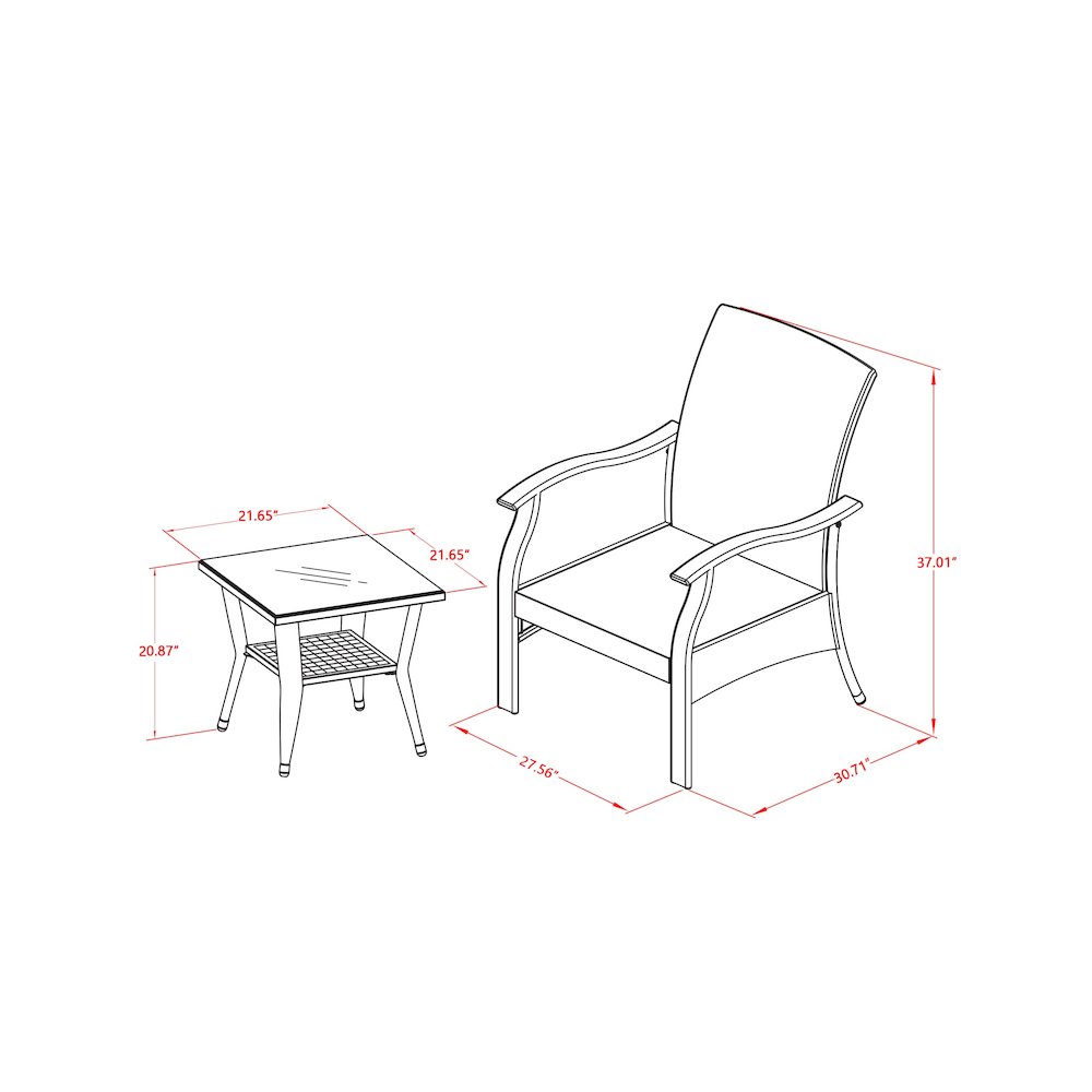 Wicker Patio Set Black, DTL3C01B