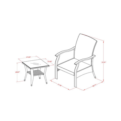 Wicker Patio Set Black, DTL3C01B