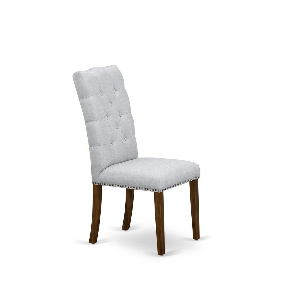 7-pc dining table set with Chair’s Legs and Modern Gray Linen Fabric