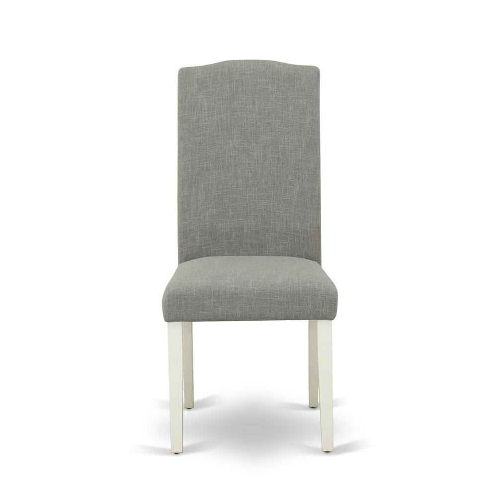 AMEN3-LWH-06 3 Piece Dining Set - 1 Pedestal Table and 2 Dark Shitake Dining Room Chair - Linen White Finish