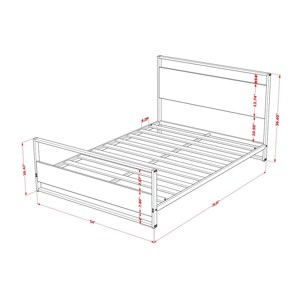 Erie Platform Bed Frame with 4 Metal Legs - High-class Bed in Powder Coating White Color and White Wood laminate