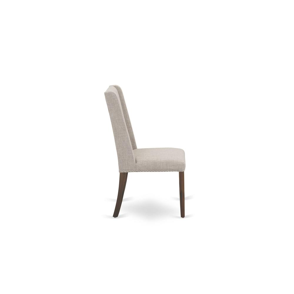 7-pieces kitchen table set with Chair’s Legs and Clay Linen Fabric