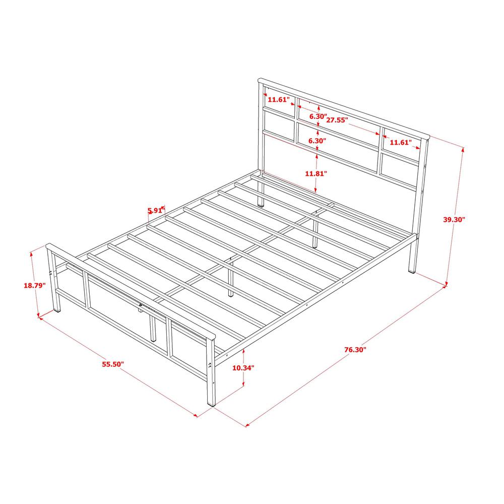 Ingram Full Size Bed with 7 Metal Legs - Lavish Bed in Powder Coating Black Color