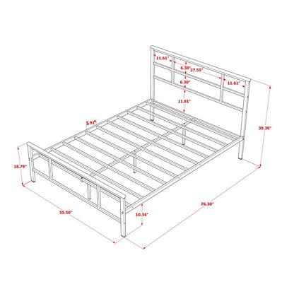 Ingram Full Size Bed with 7 Metal Legs - Lavish Bed in Powder Coating Black Color