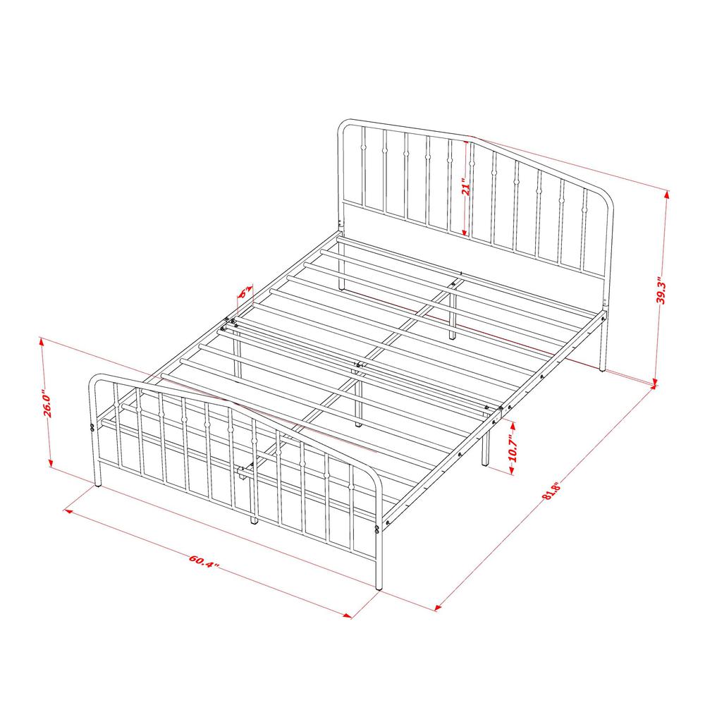 Kemah Queen Platform Bed with 4 Metal Legs - Magnificent Bed in Powder Coating White Color