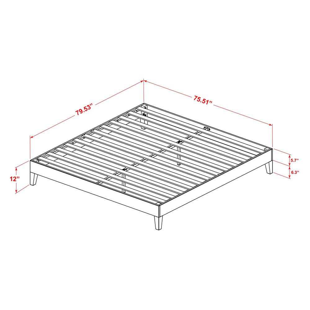 NVP-23-K King Size Bed Frame with 4 Hardwood Legs and 2 Extra Center Legs - Oak Finish