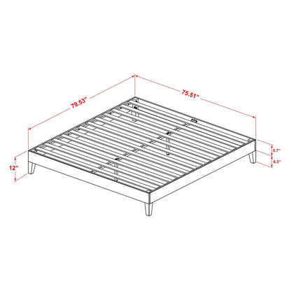 NVP-23-K King Size Bed Frame with 4 Hardwood Legs and 2 Extra Center Legs - Oak Finish