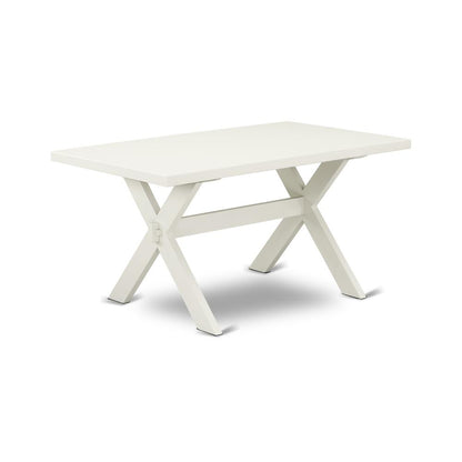 East West Furniture 5-Pc Rectangular Dining Table Set Included 4 Parson Dining chairs Upholstered Seat and Stylish Chair Back and Rectangular Kitchen Table with Linen White rectangular Table Top - Lin