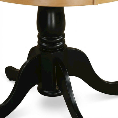 Oak Black Round Pedestal Dining Table, Traditional, Seats 4