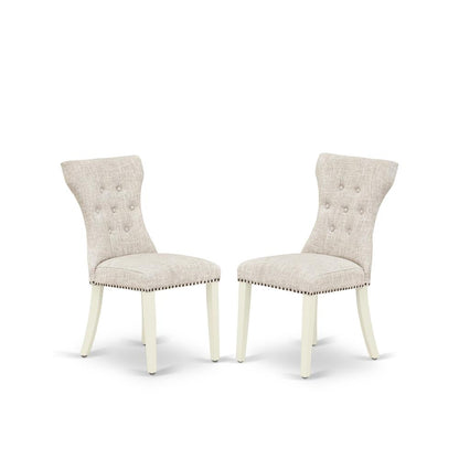 East West Furniture 5-Piece Dining room Table Set Included 4 Kitchen Dining chairs Upholstered Nails Head Seat and High Button Tufted Chair Back and Rectangular Dinette Table with Distressed Jacobean
