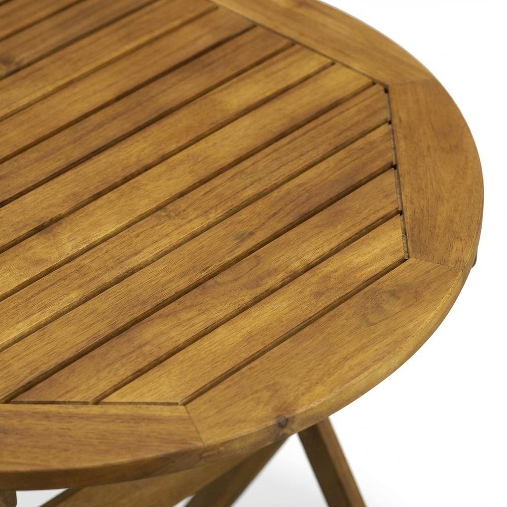3-Piece Outdoor Bistro Set Oil-Finish Wooden Folding Table and 2 Chairs
