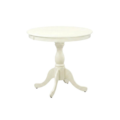 Linen White Round Pedestal Dining Table, Wood, Seats 4