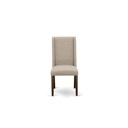 7-Piece Dining Room Set A Dinning Table, 6 Light Tan Linen Fabric Dining Chairs