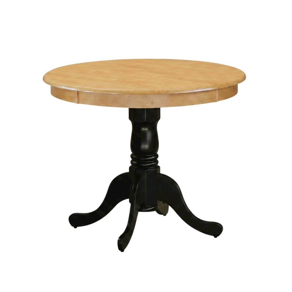 Oak Black Round Pedestal Dining Table, Traditional, Seats 4
