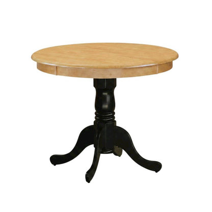 Oak Black Round Pedestal Dining Table, Traditional, Seats 4