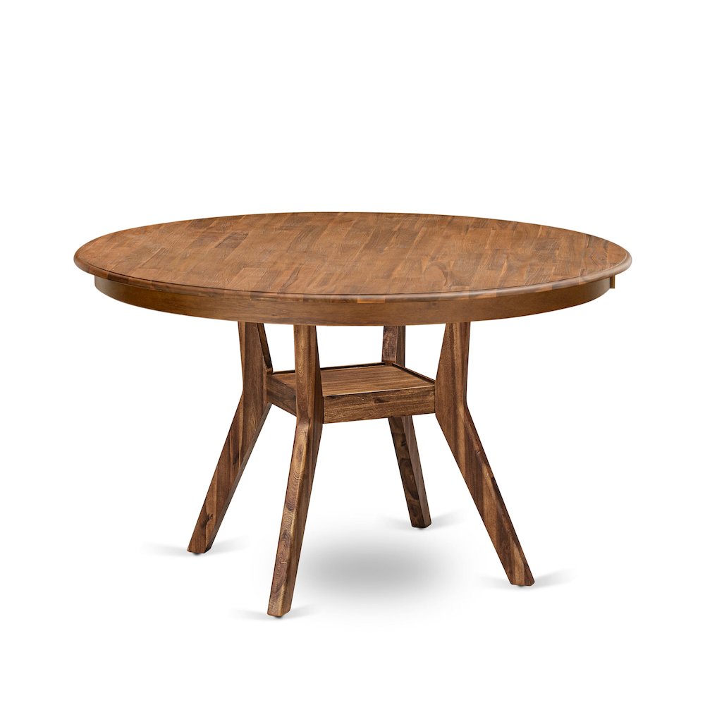 7-Piece Mid Century Dining Set Of A Dinner Table, 6 Light Tan Modern Chair