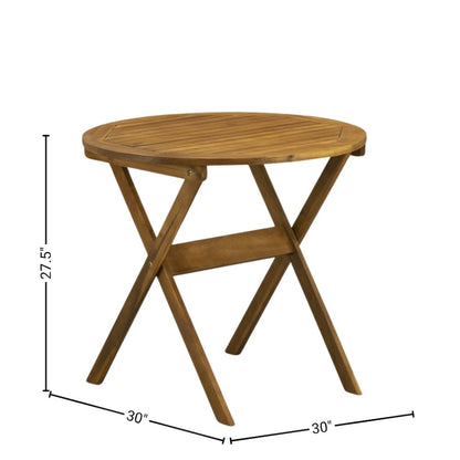 Solid Wood 3-Piece Patio Furniture Set with Bistro Table and Chairs