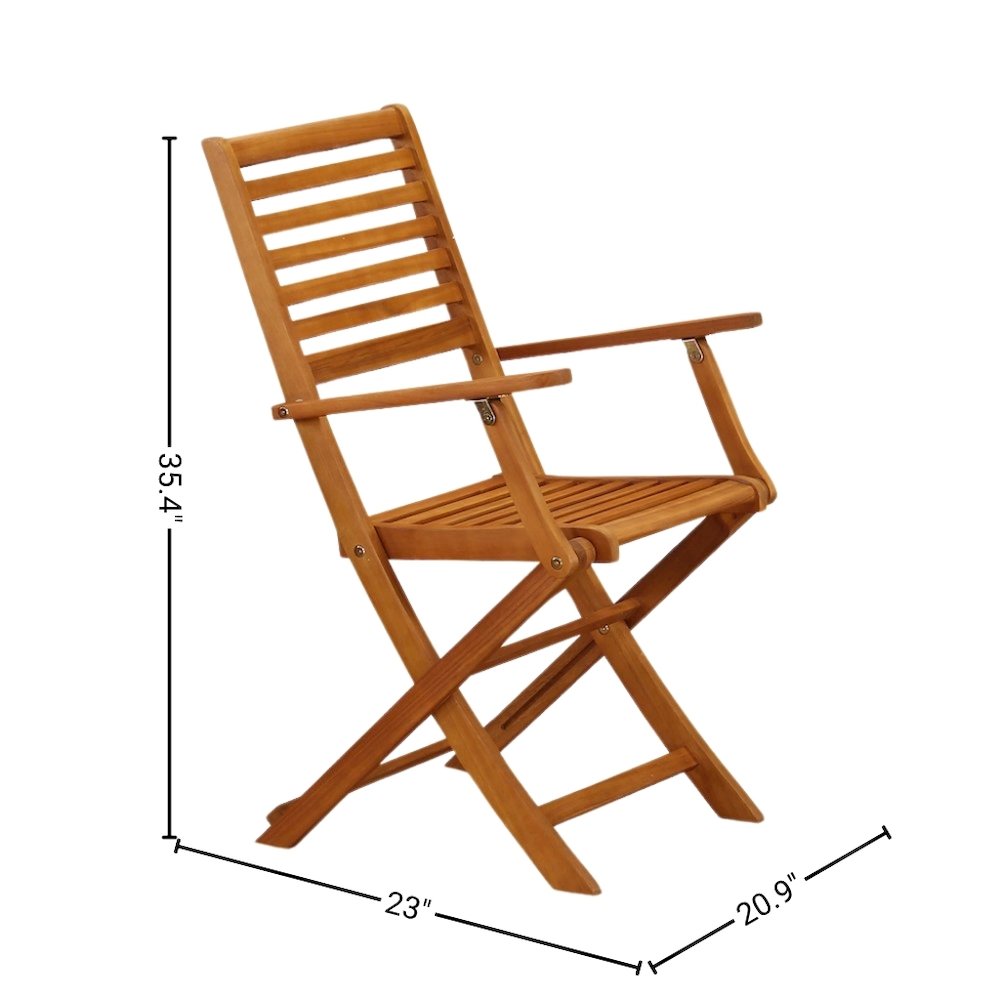 Solid Wood 3-Piece Patio Furniture Set with Bistro Table and Chairs