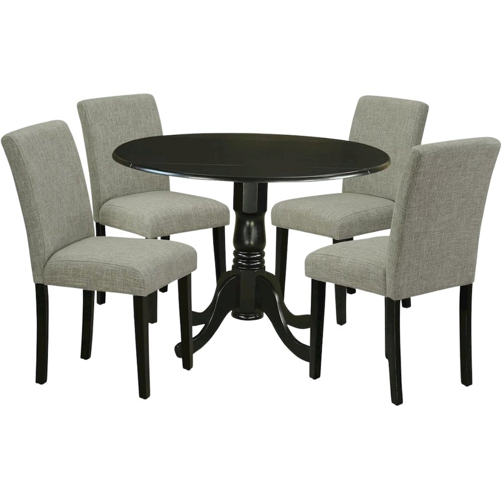 Black Round Dining Table Set for 4 – Kitchen Table Chairs Set of 4 Wood