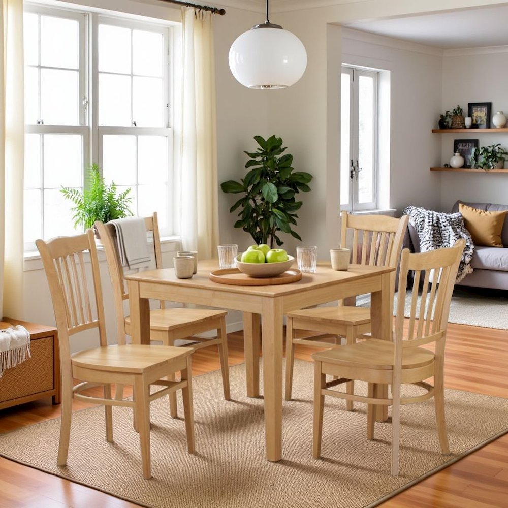 Brown Solid Wood 5 Piece Dining Table Set, Kitchen Table and Chairs