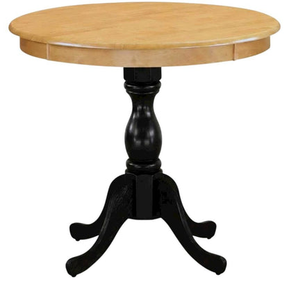 Oak Black Round Pedestal Dining Table, Seats 4 Compact