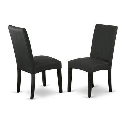 East West Furniture 7-Piece Modern Dining Set- 6 Upholstered Dining Chairs with Black Linen Fabric Seat and Stylish Chair Back - Rectangular Table Top & Wooden Cross Legs - Cement and Black Finish