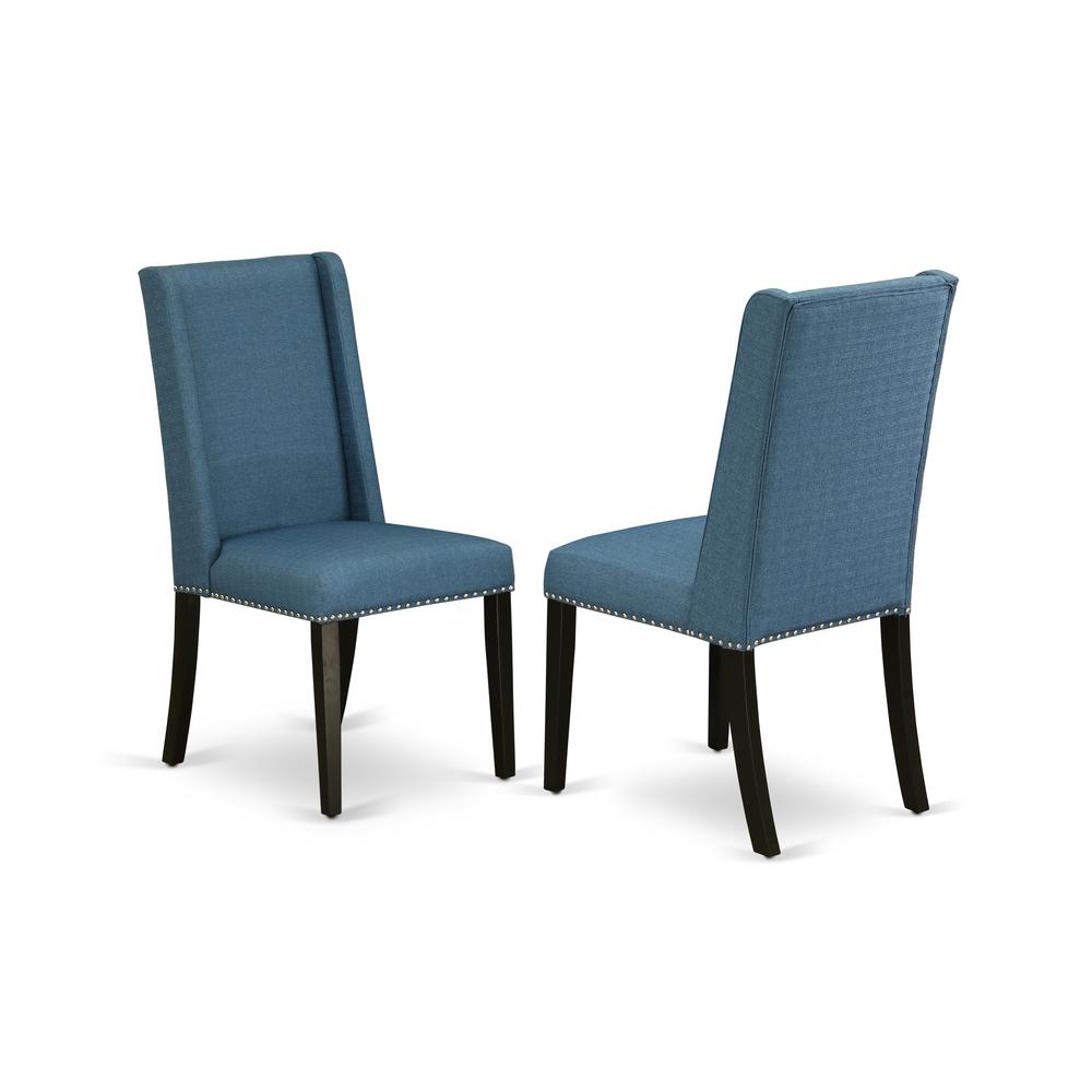 East West Furniture X696FL121-7 - 7-Piece Kitchen Set - 6 Upholstered Dining Chairs and Small Dining Table Solid Wood Structure