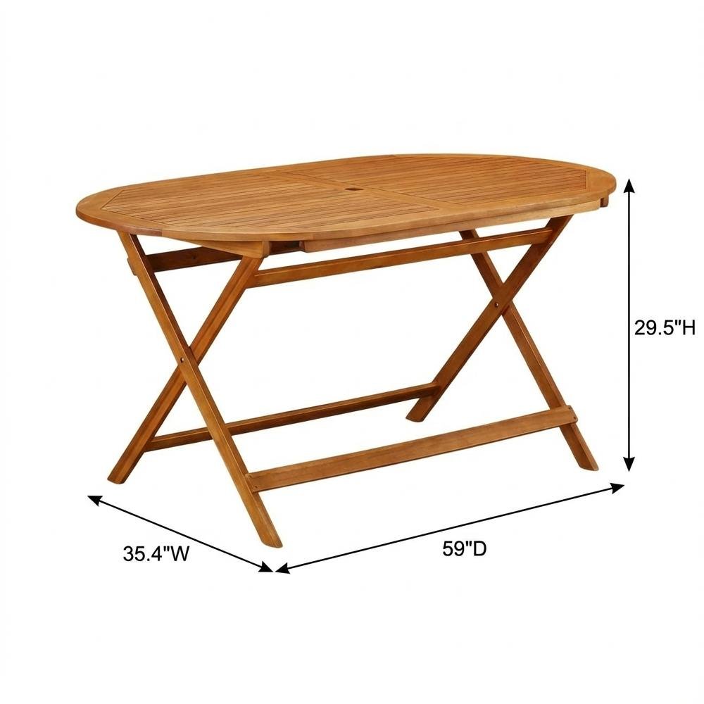 Wooden Patio Set, Oil-Finished with 5-Piece Outdoor Table and 4 Chairs