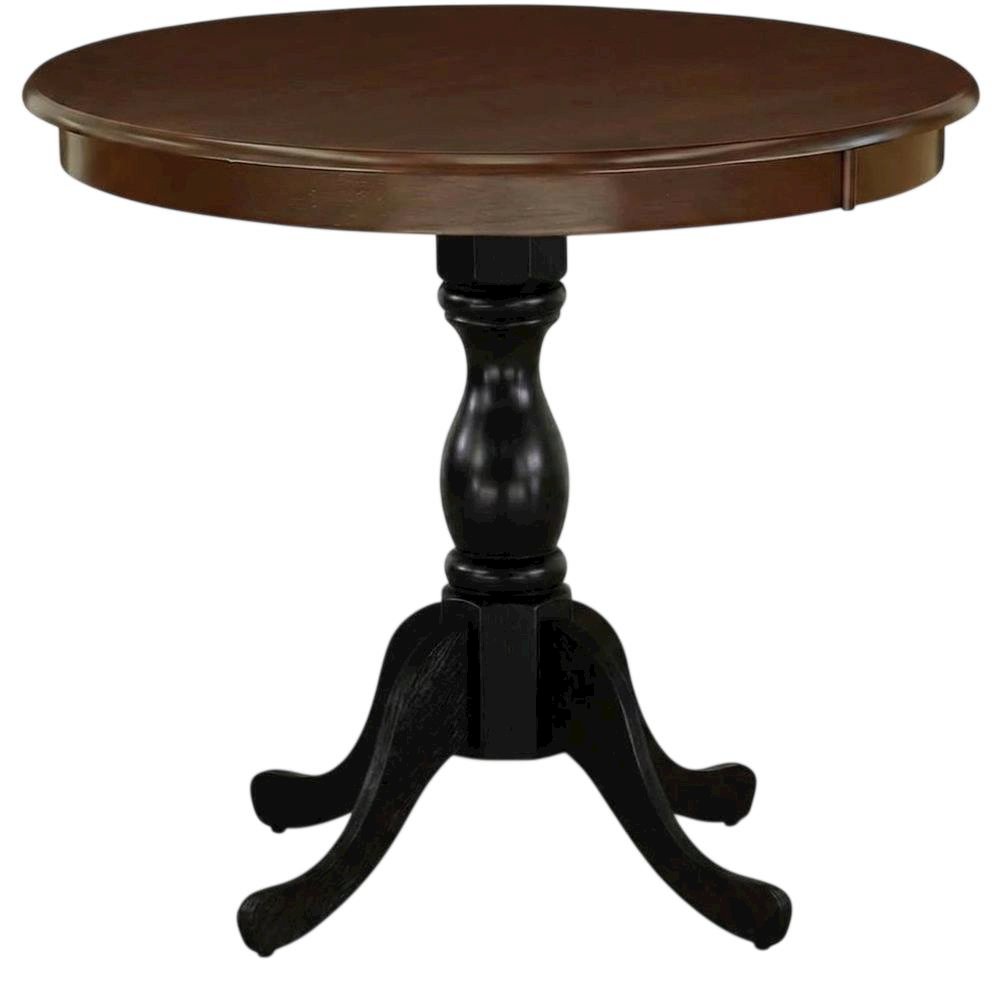 Mahogany Black Round Pedestal Dining Table, Seats 4