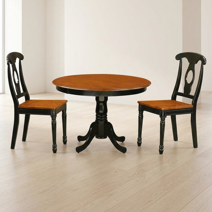 Small Round Solid Wood Kitchen Table & Chairs 3-Piece Dining Set