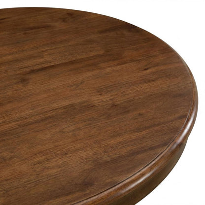 36 Inch Round Wood Dining Table in Walnut – Solid Pedestal Kitchen Table