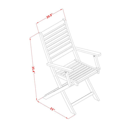 East West Furniture 3-Piece Outdoor Dining Table Set Includes a Bistro Table and 2 Folding Dining Chairs Perfect for Garden, Terrace, Bistro, and Porch - Natural Oil Finish