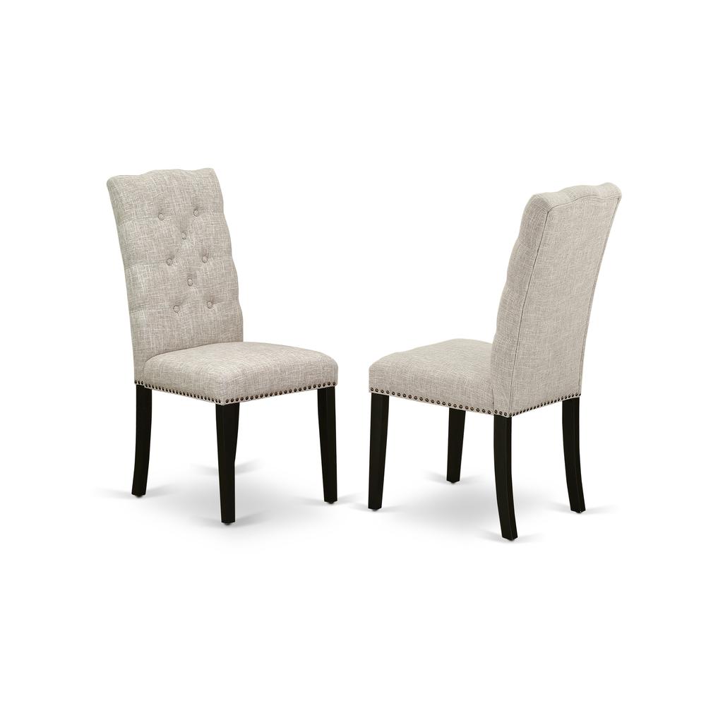East West Furniture HBEL5-ABK-35 5 Piece Kitchen Table Set - Black Dinning Table and 4 Doeskin Linen Fabric Dining Chairs Button Tufted Back with Nail Heads - Wire Brushed Black Finish