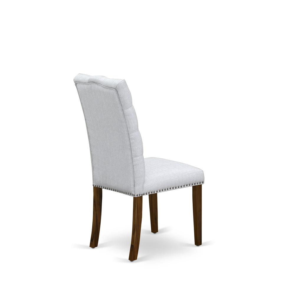 7-piece kitchen table set with Chair’s Legs and Modern Gray Linen Fabric