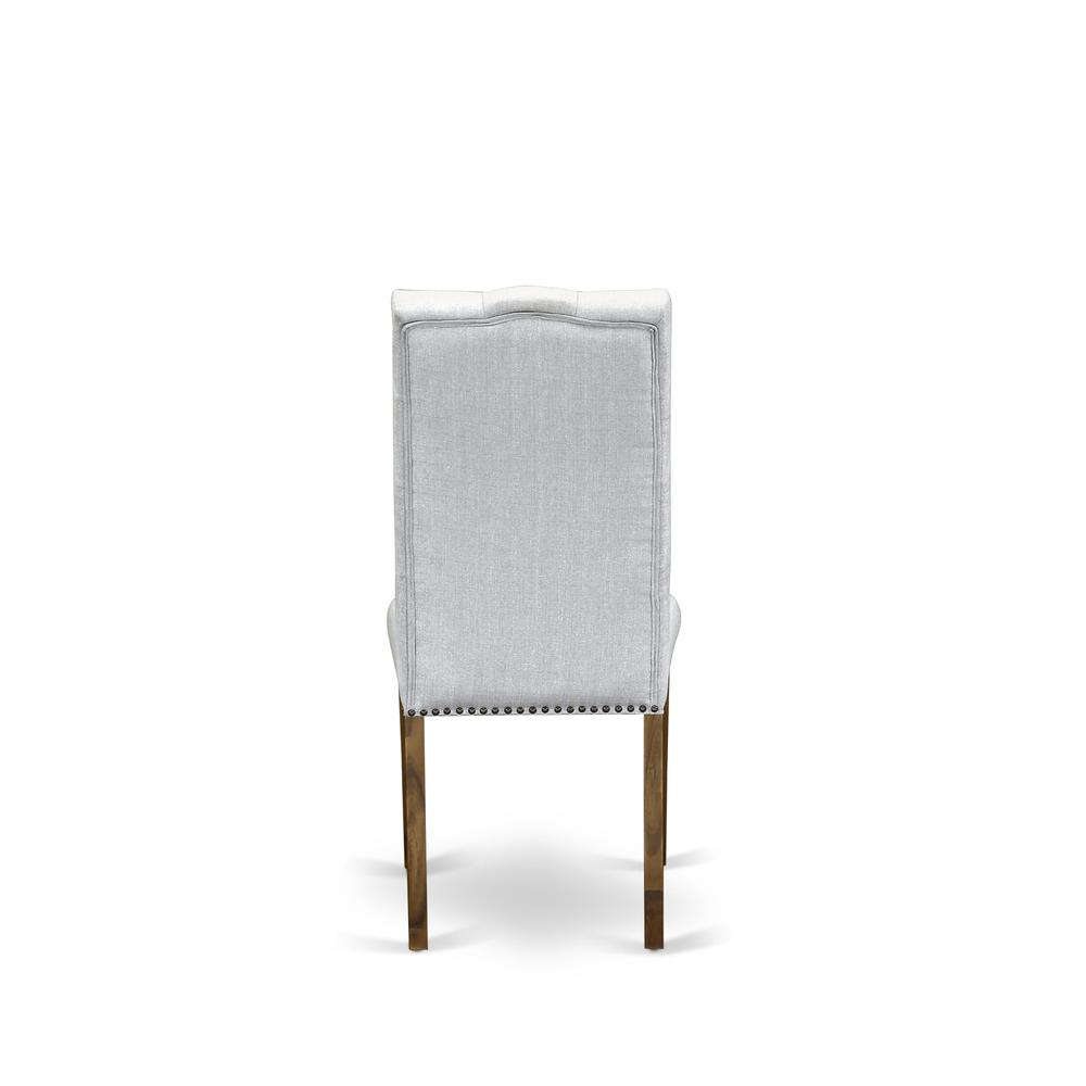 7-piece kitchen table set with Chair’s Legs and Modern Gray Linen Fabric